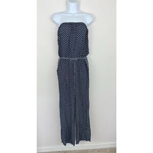 ZOA New York Strapless Geometric Jumpsuit Navy & White Size Large